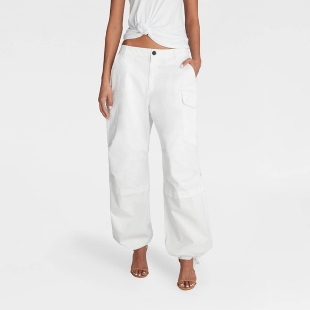 KBB KAHLANA Target XL Extra Large Mid-Rise The Utility Cargo Pants White Jogger